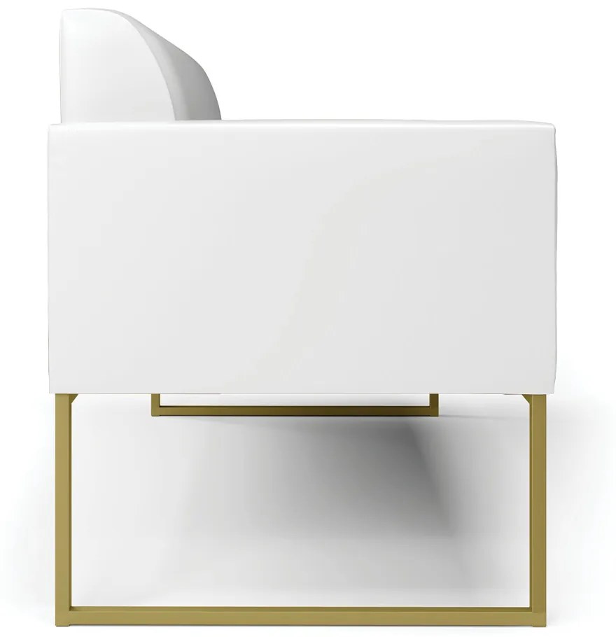 Sofá Namoradeira Base Industrial Dourado Marisa Corano   - Nozes