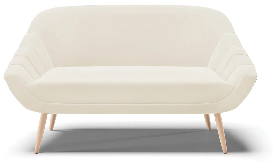 Kit 01 Namoradeira 02 Lugares e 02 Poltronas Giovana Veludo Bege Pés Palito Natural - Indo Decorar