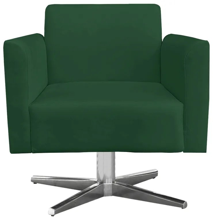 Kit 02 Poltronas Giratória Marisa Suede Base Cromada D03 - D'Rossi - Verde