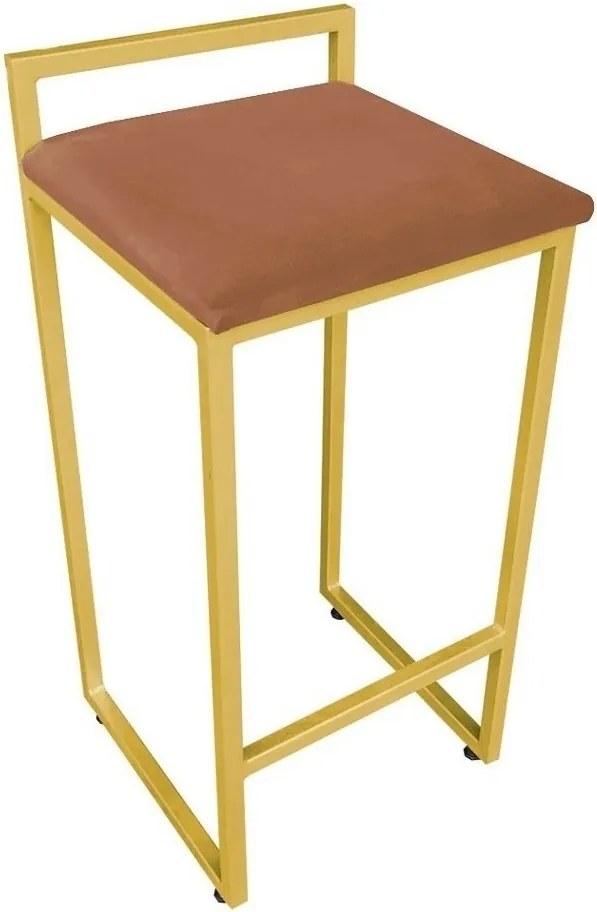 Conjunto 02 Banquetas Pietra Suede Base Dourado D03 - D'Rossi - Terra