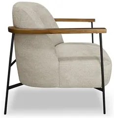 Poltrona para Sala Pés Metálicos Ellen S06 Boucle Bege - Mpozenato