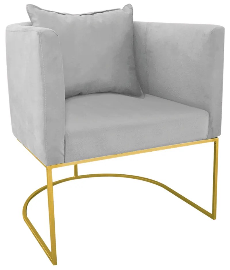 Kit 02 Poltronas Paola Suede Base Metálica Dourado D03 - D'Rossi  - Cinza