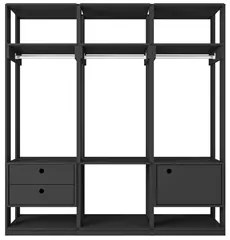 Módulo Guarda Roupa Closet Casal 1 Porta 2 Gavetas Titan Preto Velluto