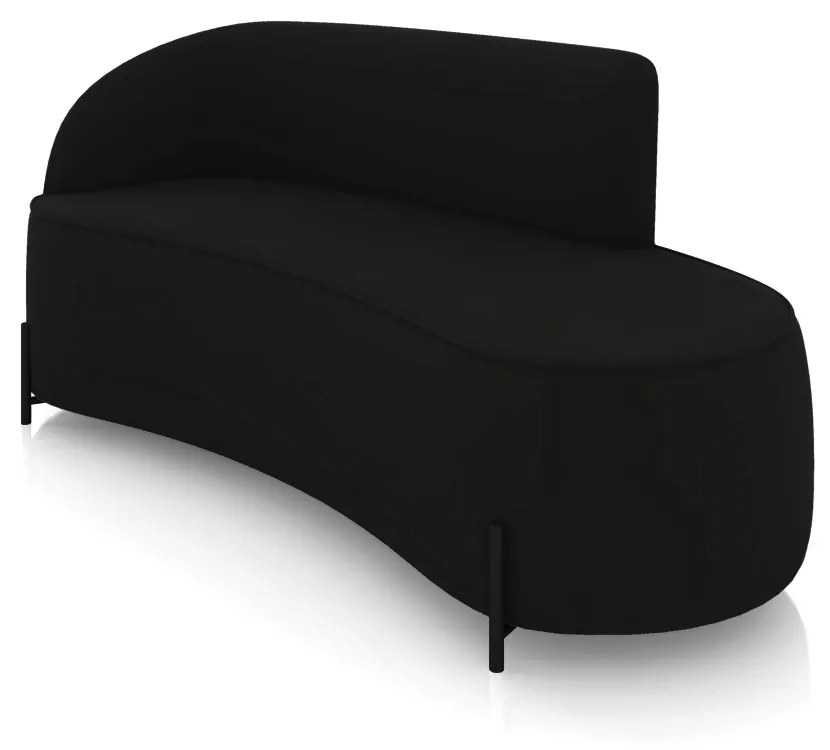 Sofá 3 Lugares Orgânico 180cm Pé Ferro Preto Morgan Veludo D03 - D'Rossi - Preto