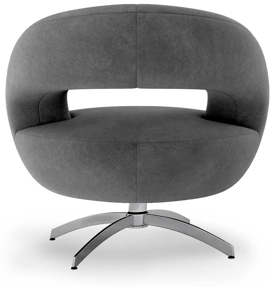 Poltrona Decorativa Base Giratória Topázio Veludo Cinza Escuro - Sheep Estofados - Cinza