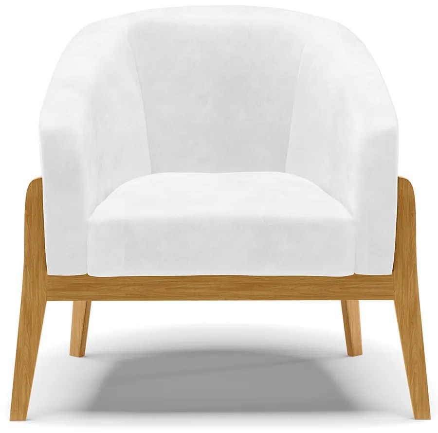 Poltrona com Puff Base de Madeira Stella Sintético PU D03 - D'Rossi - Branco