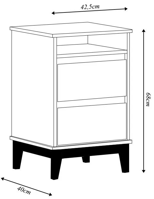 Mesa de Cabeceira 2 Gavetas MDF Cullen OffWhite/Freijó - G74 - Gran Belo