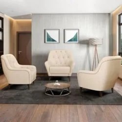 Poltrona Decorativa para Sala de Estar com Capitonê Pietà Z32 Linho Ch