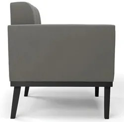 Sofá Namoradeira e 1 Poltrona Base Madeira Preto Ana Suede Grafite - I