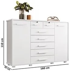 Cômoda Sapateira para Quarto 160cm 2 Portas 7 Gavetas Fontaine A02 Bra