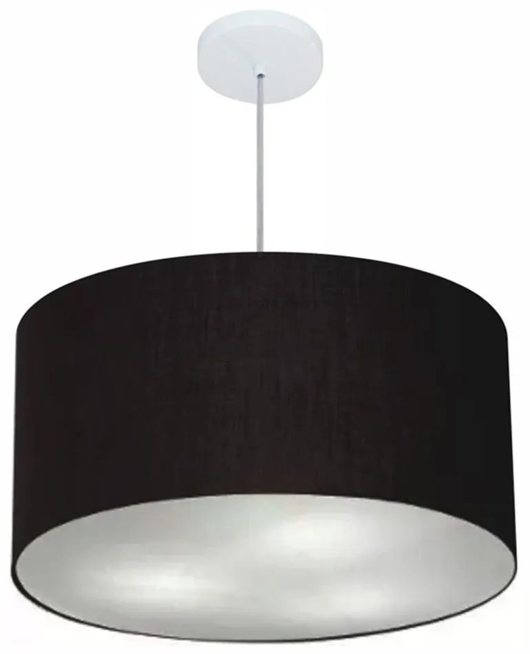 Lustre Pendente Cilíndrico Md-4101 Cúpula em Tecido 60x30cm Preto - Bivolt