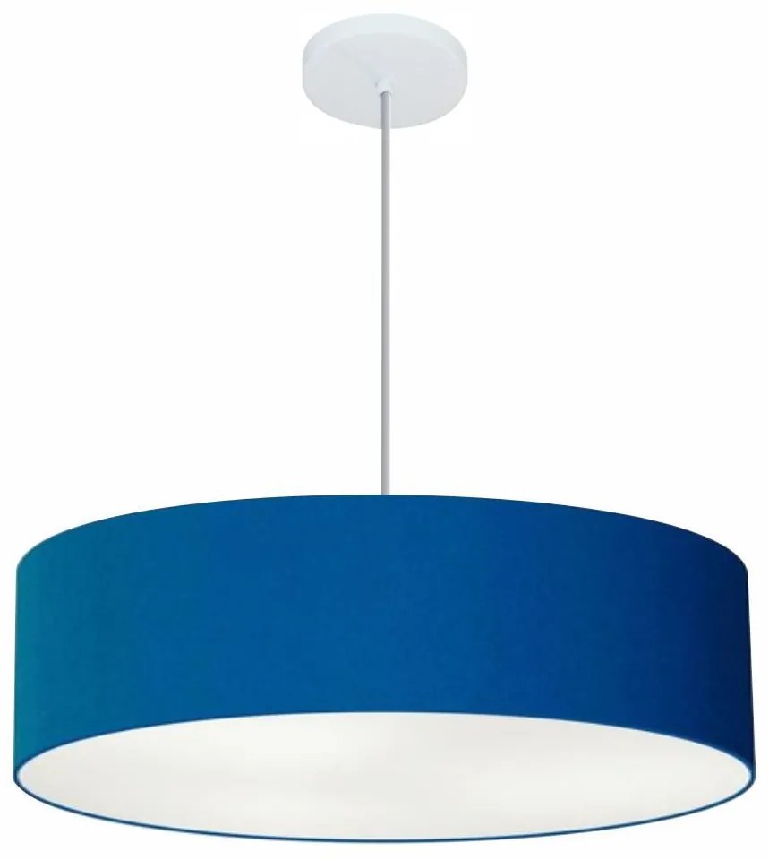 Lustre Pendente Cilíndrico Md-4221 Cúpula em Tecido 60x15cm Azul Marinho - Bivolt