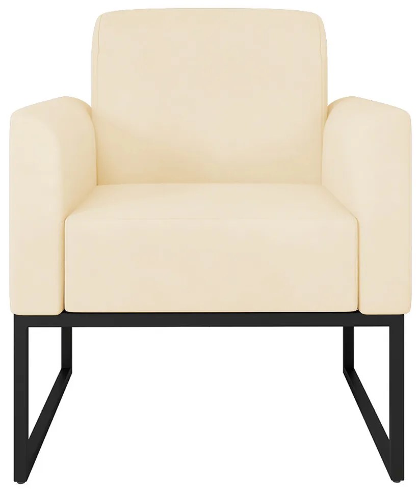 Poltrona Decorativa Isabella Base Industrial Suede Bege/Preto G19 - Gran Belo