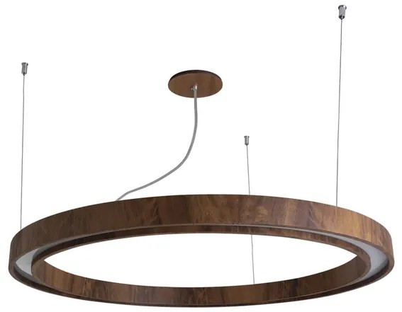 Pendente Led Anel Cilindrico Madeira Natural Imbuia