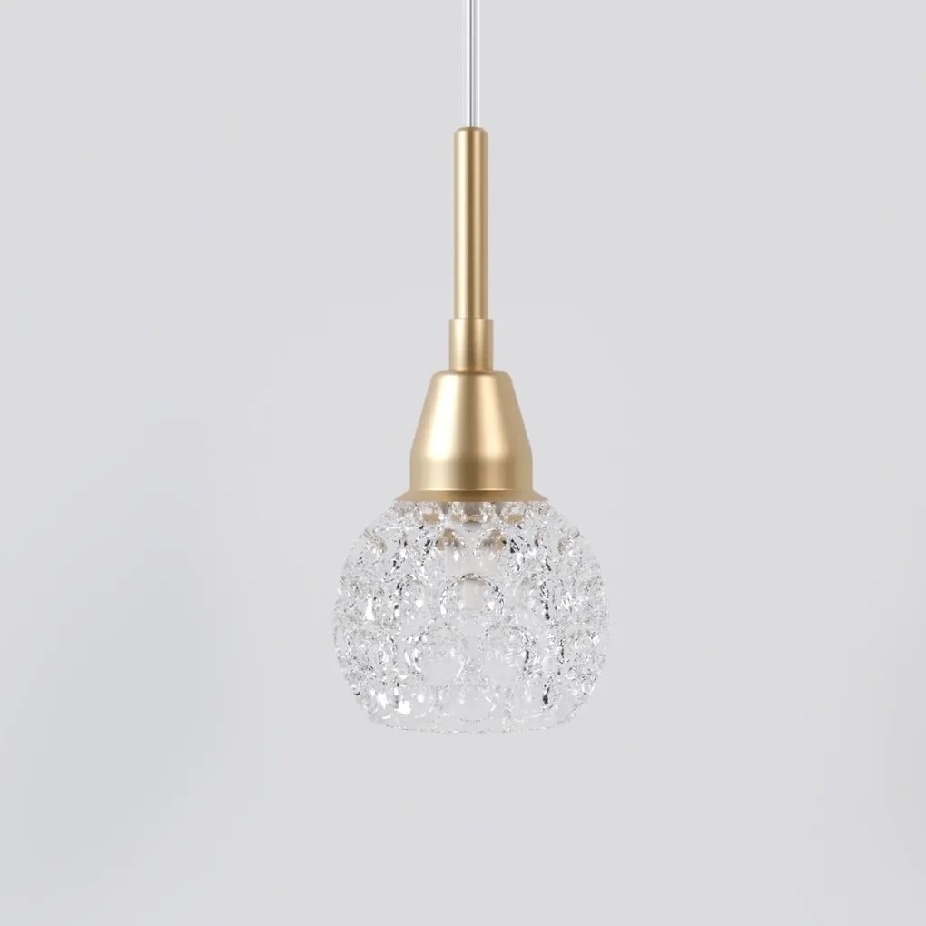 Pendente Amora Vidro Cristal Ø8X17Cm Alumínio 1Xg9 - Qimporta Pd2301 (DOURADO BRILHO)