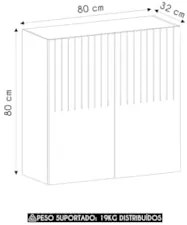 Armário de Cozinha 80cm 2 Portas Pierre Carvalho/Cinza L01 - Mpozenato