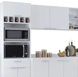 Armário de Cozinha Com Tampo CP06 360cm Pérola Branco Z34 - Mpozen