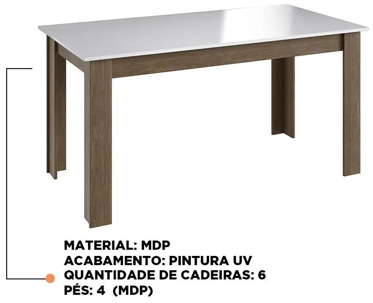 Mesa Fixa Jantar Cozinha Multiuso 150x78cm - Ameixa/branco