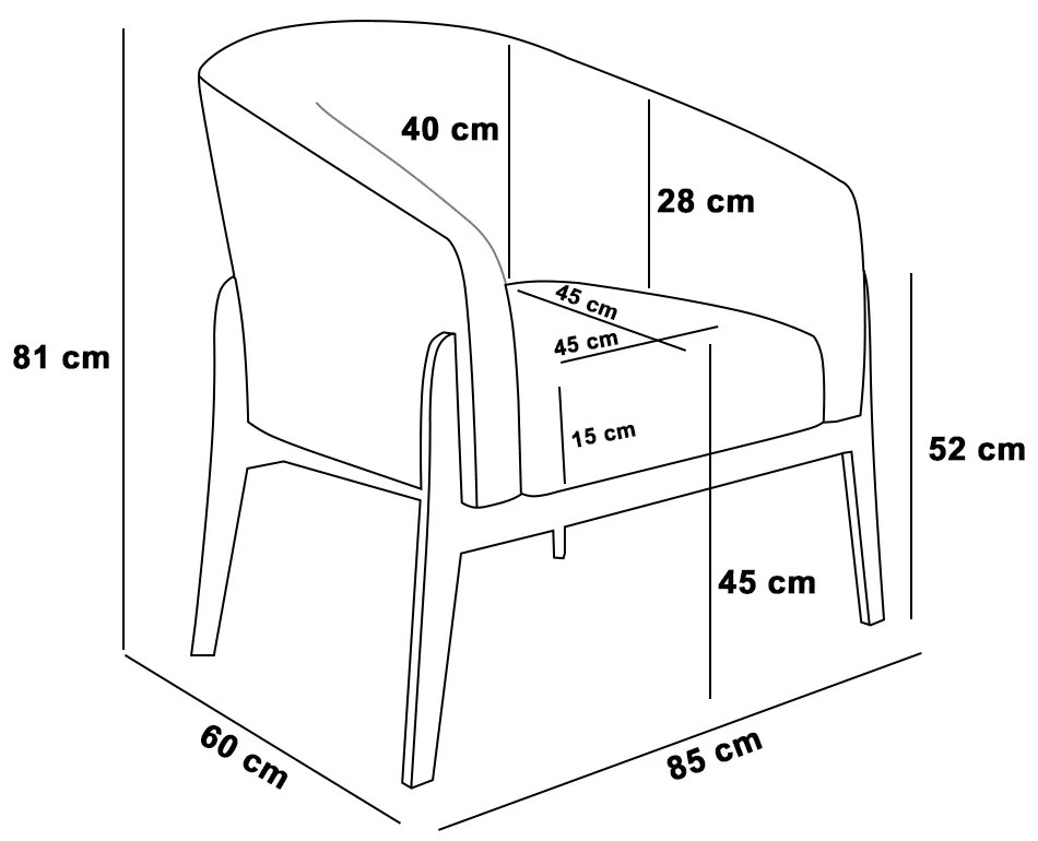 Poltrona Decorativa Base de Madeira Stella Sintético PU D03 - D'Rossi - Branco
