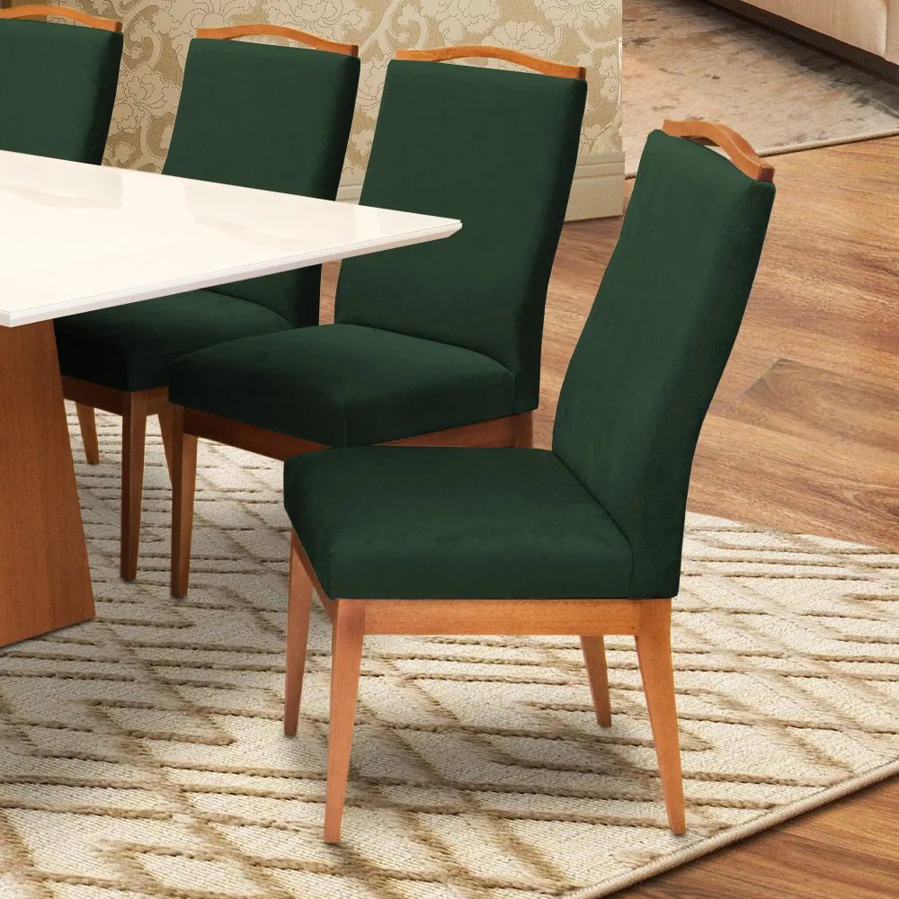 Conjunto 4 Cadeiras Decorativa Lara Aveludado Verde