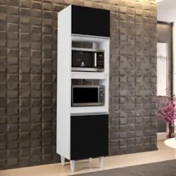 Paneleiro Cozinha Torre Quente 56cm Colorado Branco/Preto - Lumil Móve