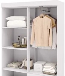 Guarda Roupa Solteiro 103cm Com Espelho Ideal Flex Branco - Vila Rica