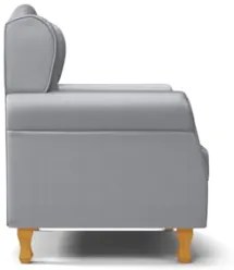 Kit 02 Poltronas de Amamentação Pés Madeira Lucy Z39 Sintético Cinza -