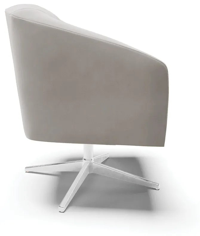 Poltrona Decorativa Giratória Cromada Stella Veludo Cinza D03 - D'Rossi