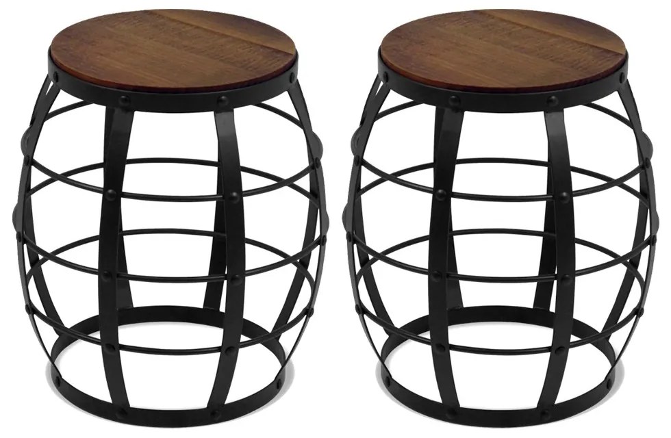 Kit 02 Bancos Decorativos Seat Garden Flora Preto Canela G04 - Gran Belo