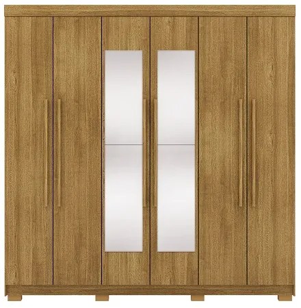 Guarda Roupa Com Espelho Elegance 6 Portas Nature - Vila Rica Móveis