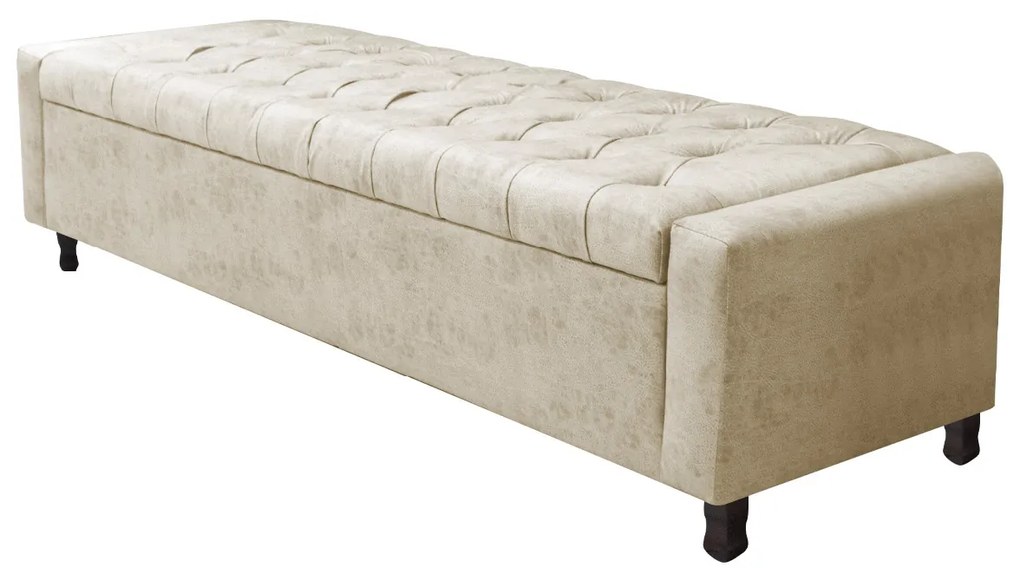 Kit Cabeceira e Calçadeira Baú Casal Everest P02 140 cm para cama Box Linho - ADJ Decor