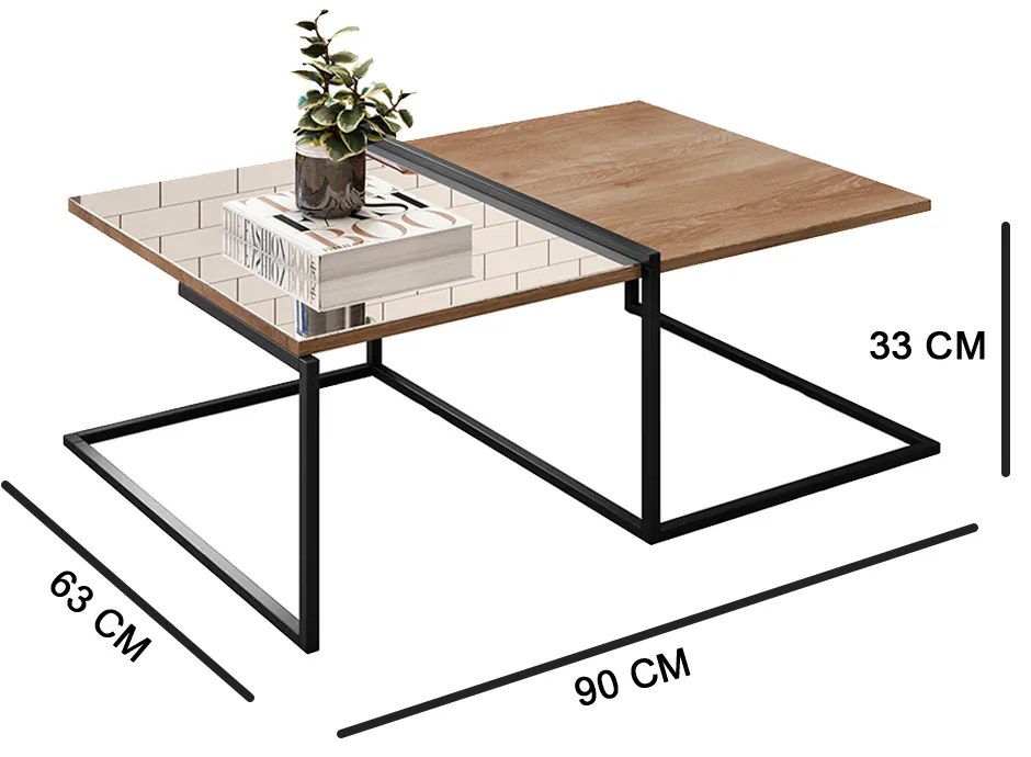 Mesa de Centro Industrial com Espelho Boreal Demolição D08 - D'Rossi