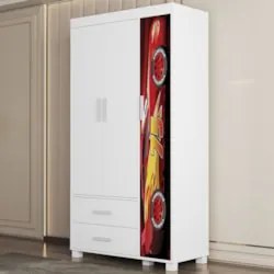 Guarda Roupa Infantil 89cm Com 3 Portas Carro Vermelho Z53  - Mpozenat