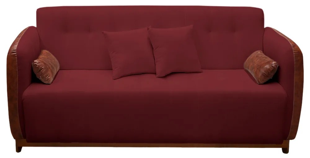 Sofá 3 Lugares Liverpool 1,90 m Compose Corino Ocre/Bordô - Decorar Estofados