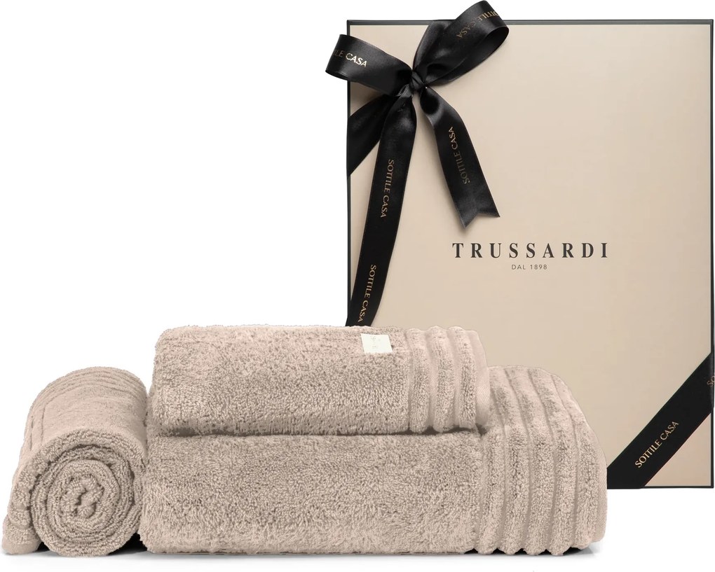 Jogo de Banho 3 Peças Trussardi 100% Algodão Imperiale c/ Caixa de Presente - Nocciola  Nocciola