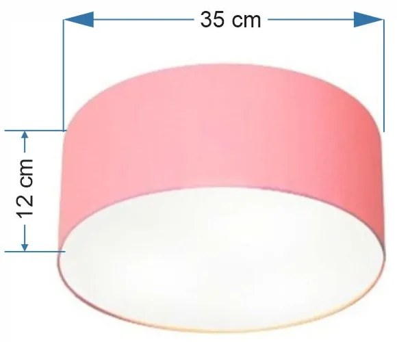 Plafon Cilíndrico Md-3046 Cúpula em Tecido 35x12cm Rosa Bebê - Bivolt