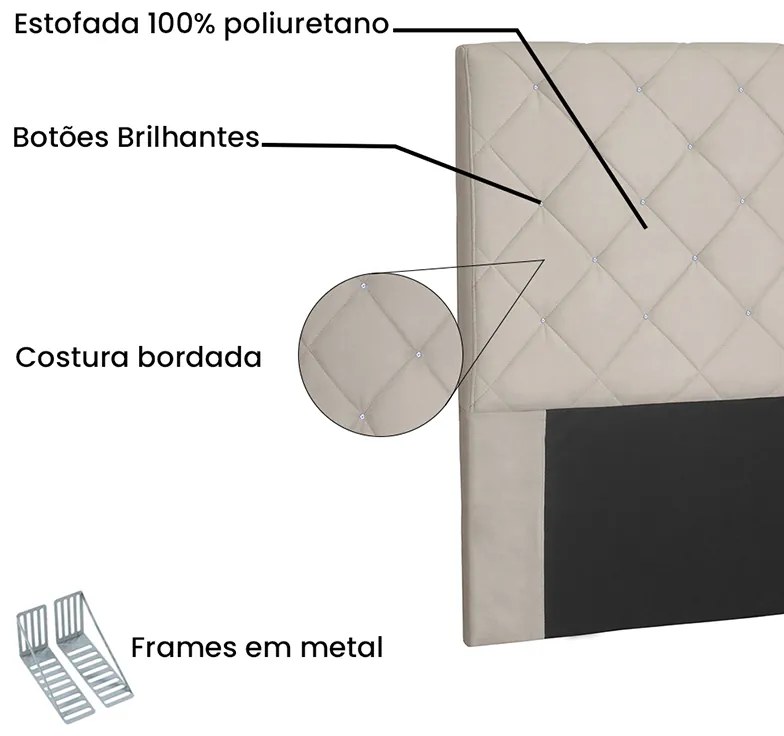 Cabeceira Cama Box Casal King 195cm Tânia Veludo Bege - Sheep Estofados - Bege