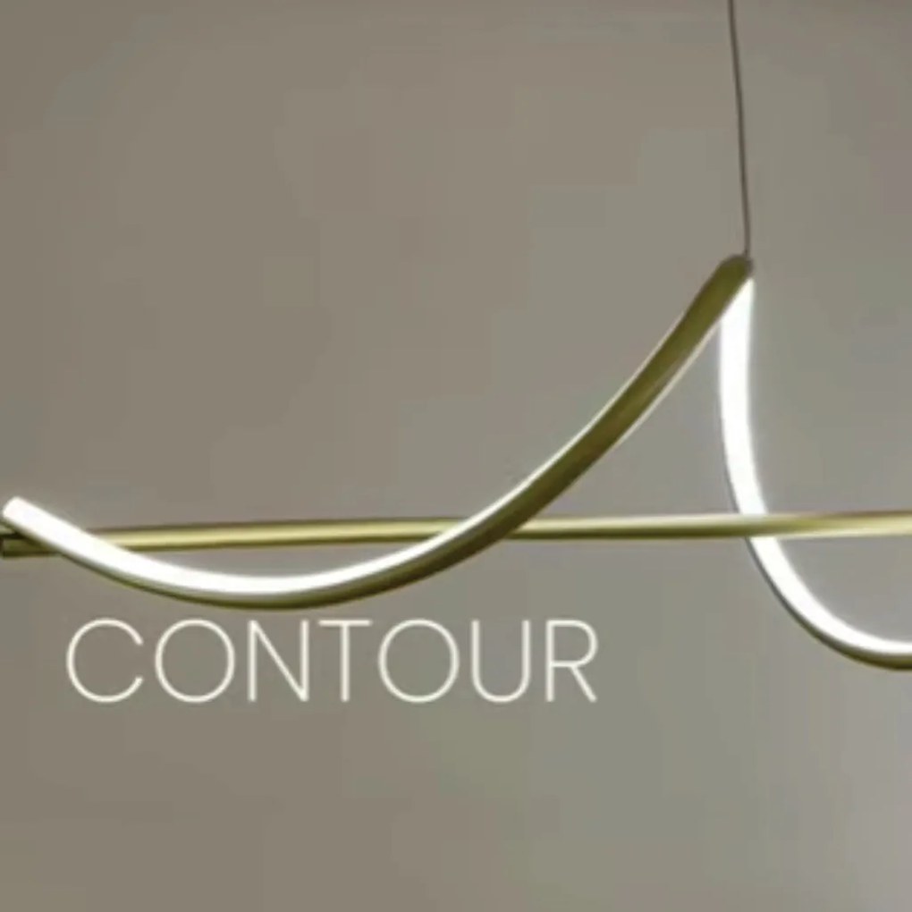 Pendente Contour 120X20X20Cm Led 30W 3000K Bivolt Dourado - Usina Impo...