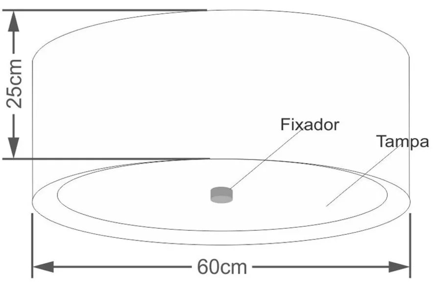 Plafon Cilíndrico Md-3008 Cúpula em Duplo Tecido 60x25cm Bege / Branco - Bivolt