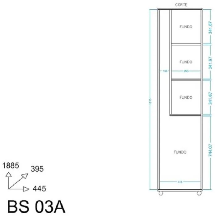 Armário Lavanderia 1 Porta Área De Serviço Bs 03 - Branco