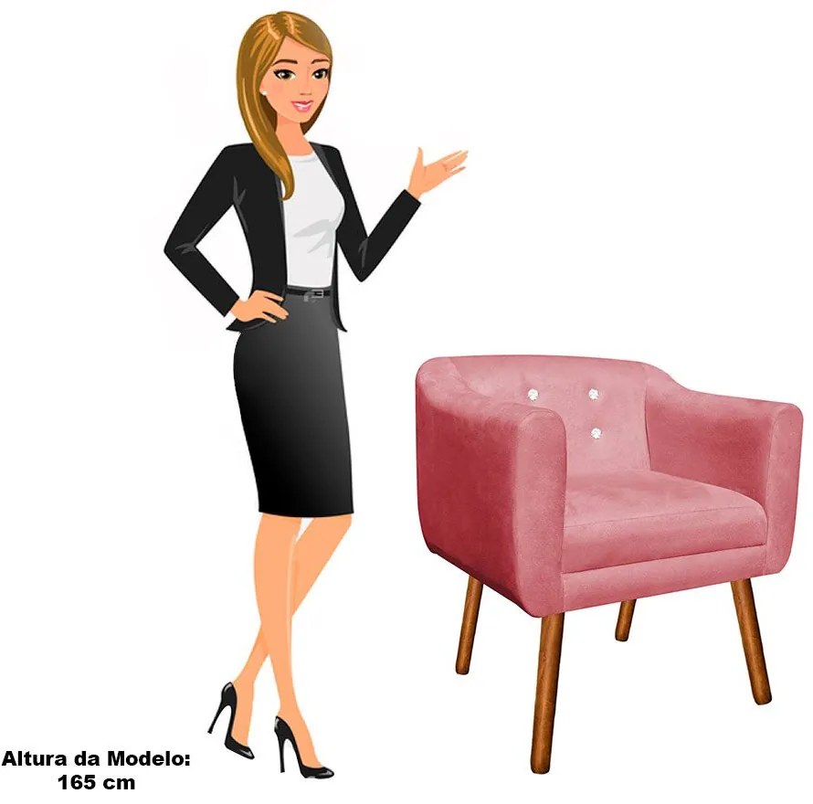 KIT 02 POLTRONAS JULIA SUEDE COM STRASS  - Rose
