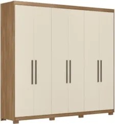 Guarda Roupa Casal 241cm 6 Portas Vanny D02 Amêndola/Off - Mpozenato
