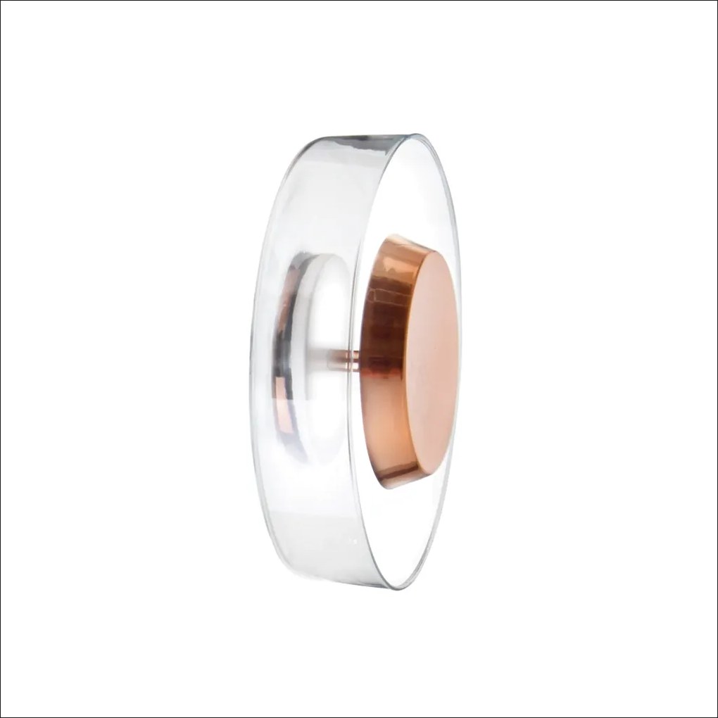 Arandela Bol Ø25,5X09Cm Rebatedor Em Vidro E Metal Alumínio 01Xled 9W... (PRETO, CRISTAL (Transparente))