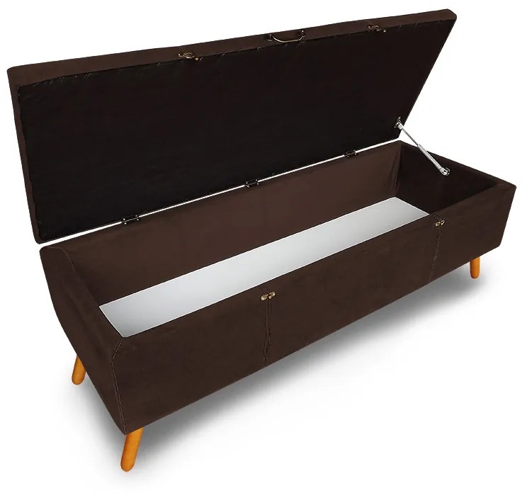 Cabeceira com Calçadeira Baú Casal 140cm Caribe Suede Marrom - Sheep Estofados - Marrom