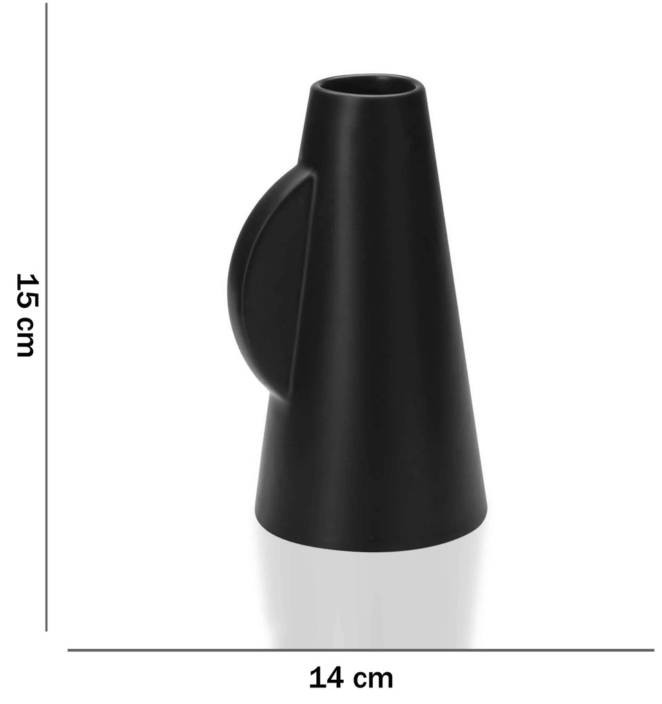 Vaso Decorativo Em Cerâmica Preto 15x14 Cm - D'Rossi