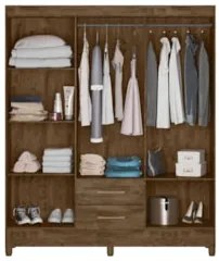 Guarda Roupa Casal 6 Portas 2 Gavetas 153cm Paraná Z17 Castanho Wood -