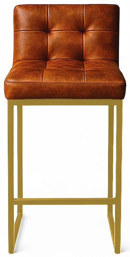 Banqueta Cozinha Alta com Encosto Industrial Dourado Lirina PU C05 - D'Rossi - Nozes