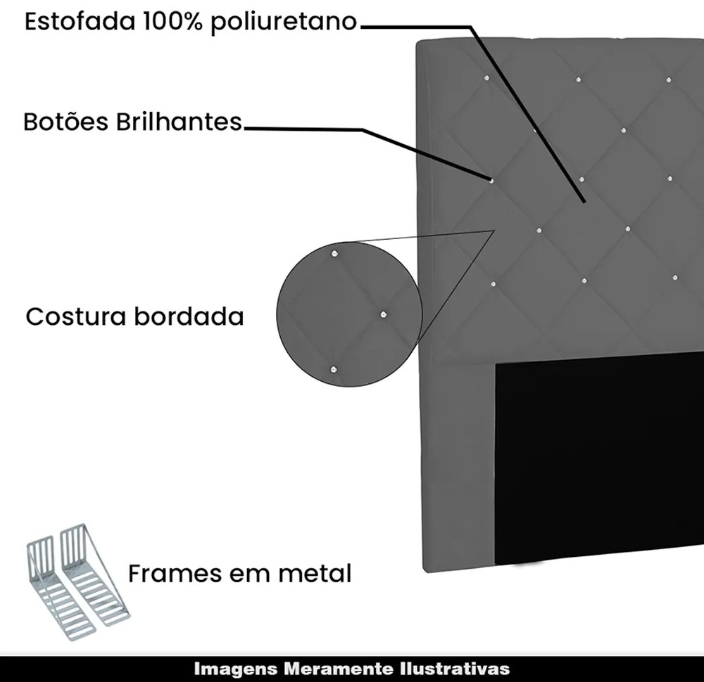 Cabeceira Decorativa Casal 1,40M Tàzio Suede Cinza G63 - Gran Belo