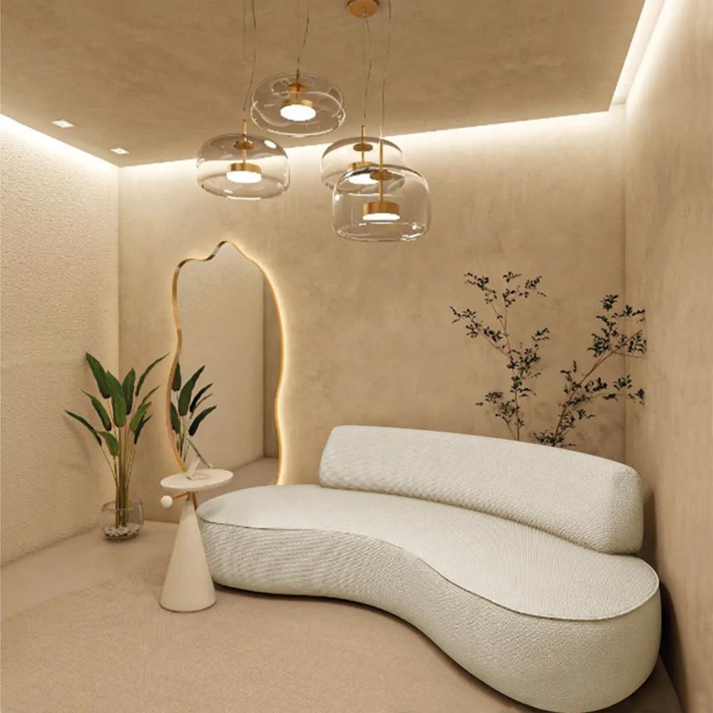 Sofá Curvo 2 Lugares Sala de Estar Recepção Escritório Amsterdã 140cm Corano - ADJ Decor