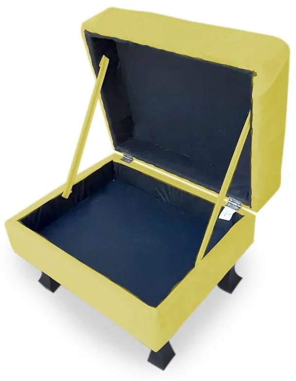 Puff Baú Decorativo Luis XV Capitonê 60x50cm Suede Amarelo - Sheep Estofados - Amarelo